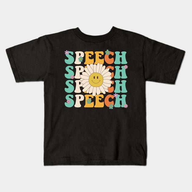 Speech Therapy Retro Speech Language Pathologist Therapist Kids T-Shirt by deafcrafts